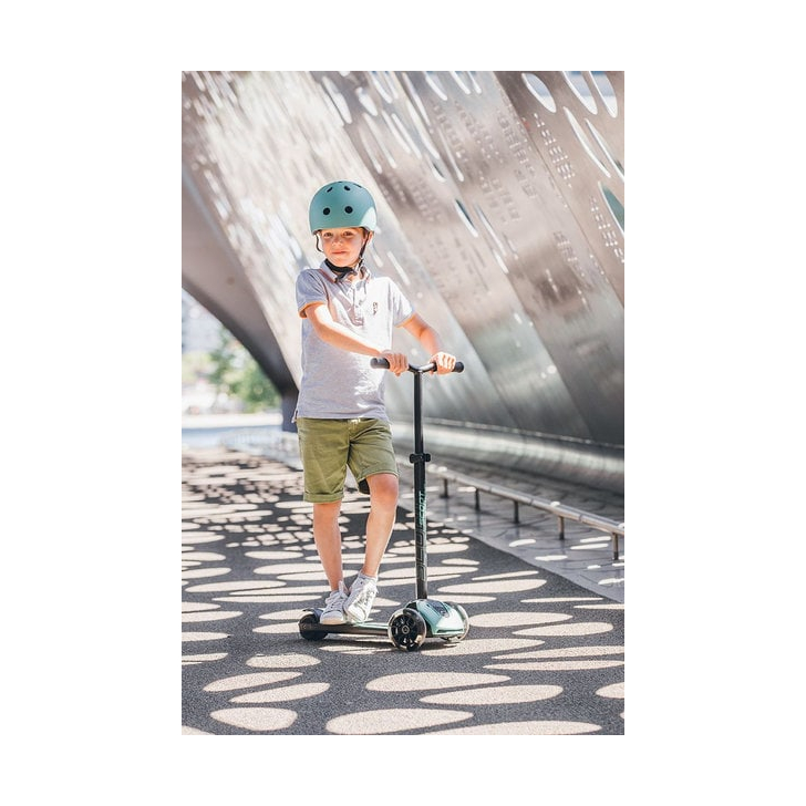 Casca de protectie pentru copii, sistem de reglare magnetic cu led, S-M, 51-55 cm, 3 ani+, Forest, Scoot Ride