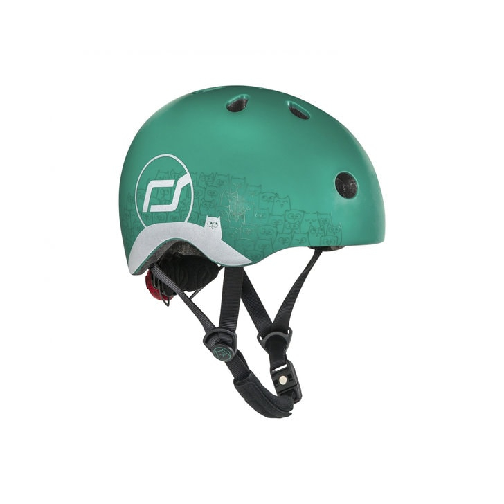 Casca de protectie pentru copii, sistem de reglare magnetic cu led, XXS-S, 45-51 cm, 1 an+, Forest Reflectorizant, Scoot Ride