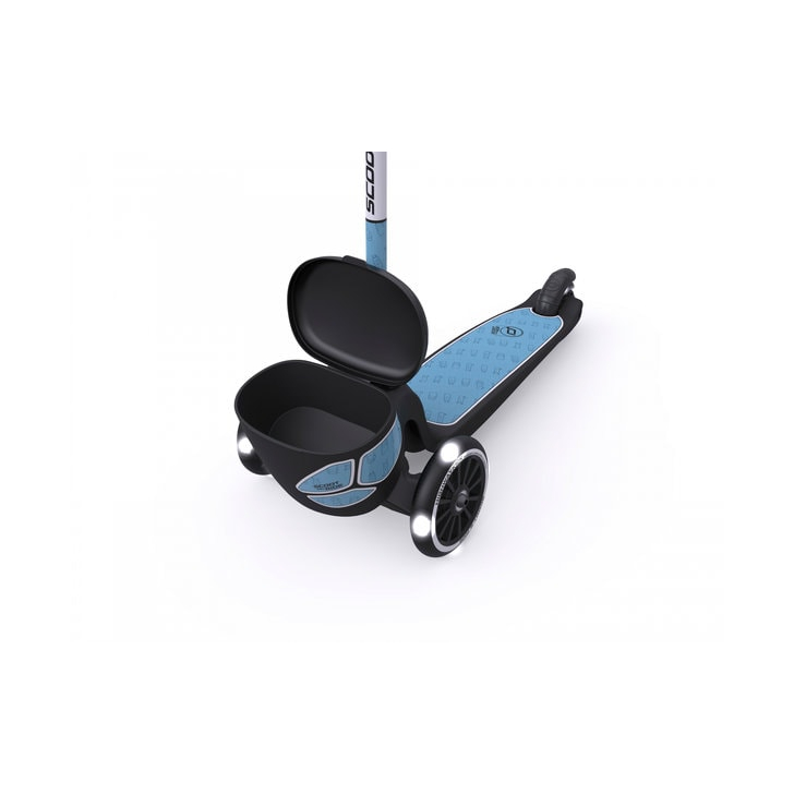 Trotineta copii pliabila cu roti luminoase, suport jucarie, Highwaykick 2 Lifestyle Steel Reflectorizant, 2 ani +, pana la 50 kg, Scoot Ride