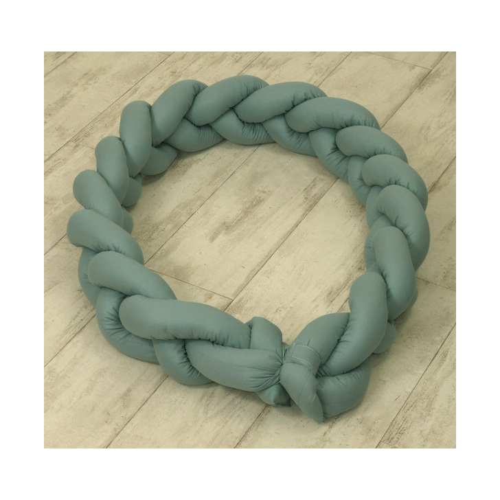 AMY - Baby Nest si Bumper impletit, detasabile, 80 x 50 cm, Pure Verde Salvia