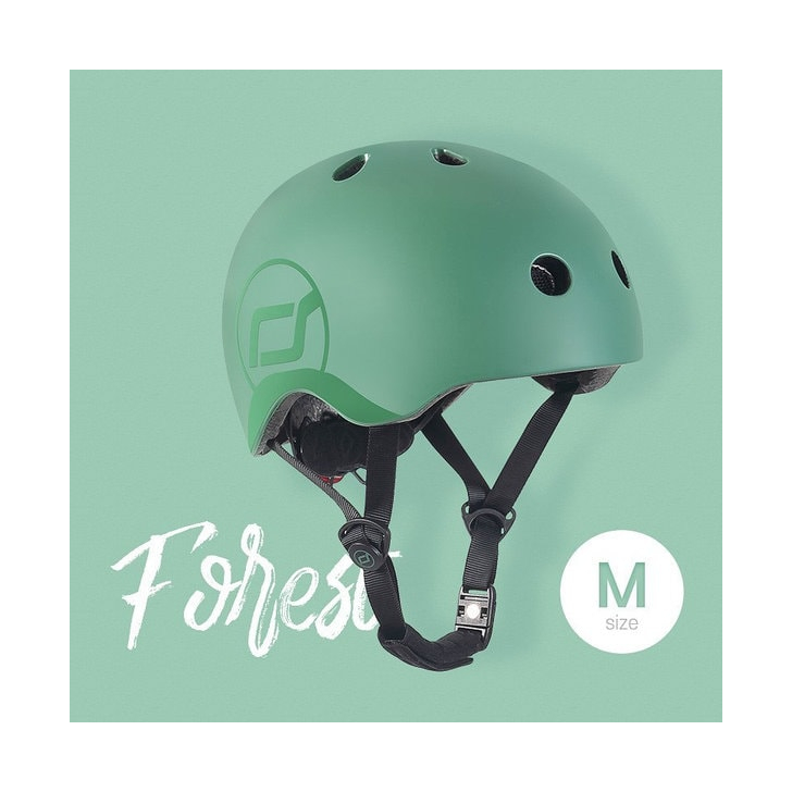 Casca de protectie pentru copii, sistem de reglare magnetic cu led, S-M, 51-55 cm, 3 ani+, Forest, Scoot Ride