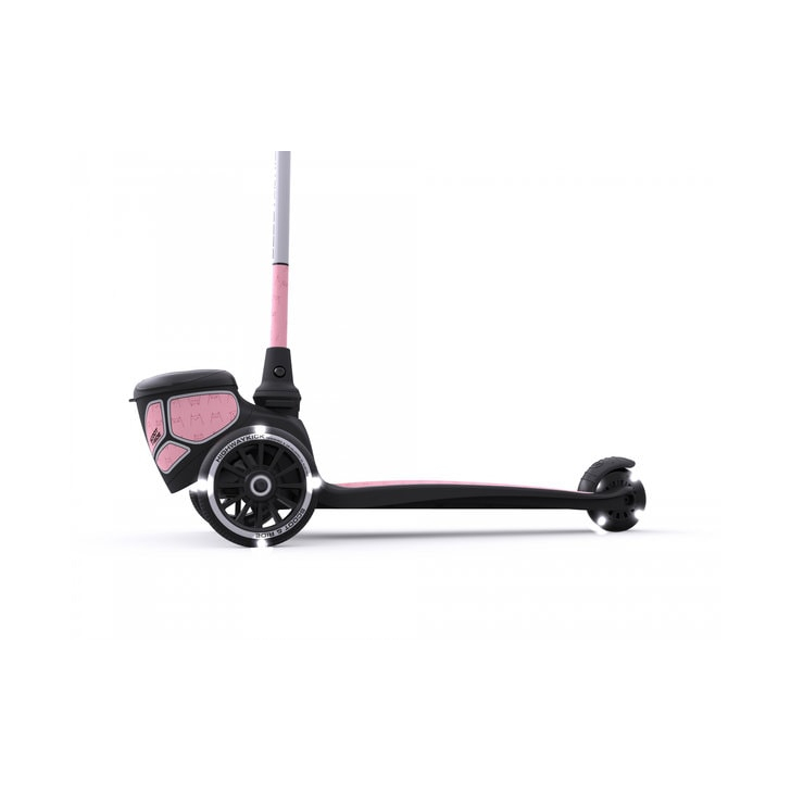 Trotineta copii pliabila cu roti luminoase, suport jucarie, Highwaykick 2 Lifestyle Rose Reflectorizant, 2 ani +, pana la 50 kg, Scoot Ride