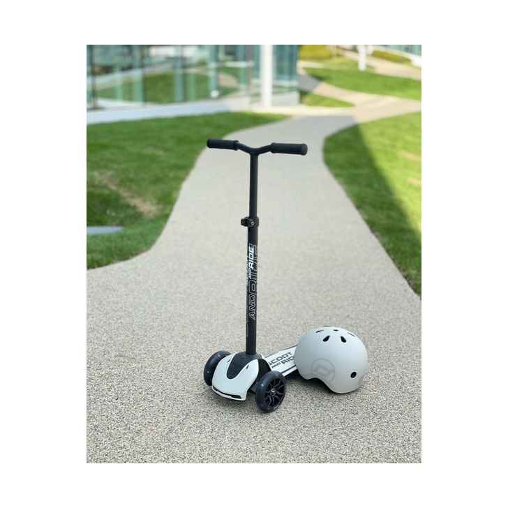 Trotineta copii pliabila, reglabila, roti luminoase, Highwaykick 5 Led Ash, 5 ani +, pana la 80 kg, Scoot Ride