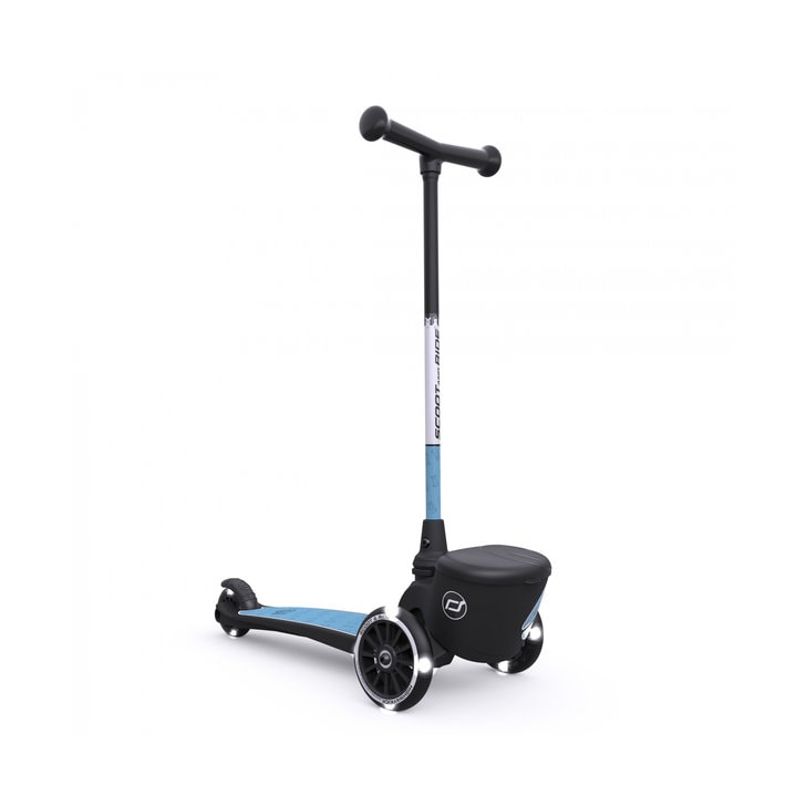 Trotineta copii pliabila cu roti luminoase, suport jucarie, Highwaykick 2 Lifestyle Steel Reflectorizant, 2 ani +, pana la 50 kg, Scoot Ride