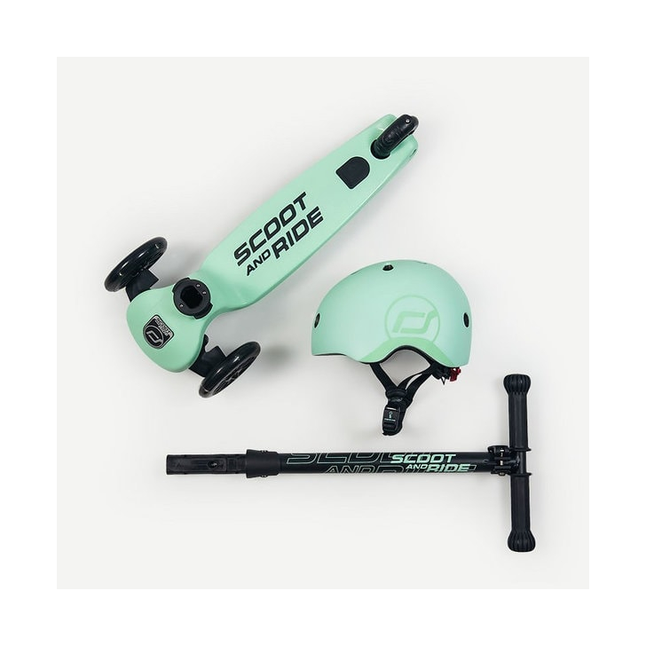 Casca de protectie pentru copii, sistem de reglare magnetic cu led, S-M, 51-55 cm, 3 ani+, Kiwi, Scoot Ride