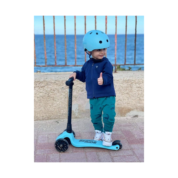 Casca de protectie pentru copii, sistem de reglare magnetic cu led, S-M, 51-55 cm, 3 ani+, Blueberry, Scoot  Ride