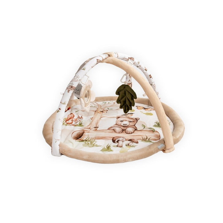 Salteluta cu arcada interactiva pentru copii si bebelusi, activitati cu jucarii senzoriale Happy Bear
