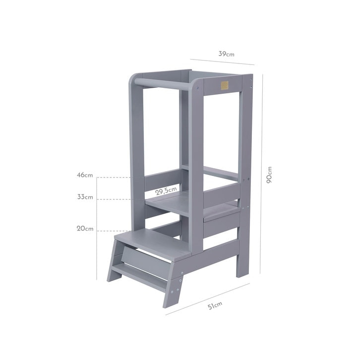 Inaltator Learning Tower Ajustabil, Ajutor de bucatarie MeowBaby , lemn Gri inchis