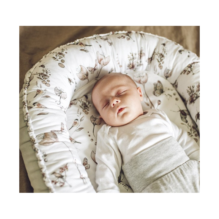 Suport de dormit Babynest Premium Bumbac si Catifea Eucalipt Soft Grey by BabySteps, 70x35 cm