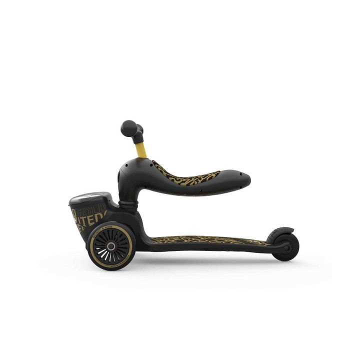 Trotineta copii cu sezut, suport jucarie, transformabila 2in1, HighwayKick 1 Lifestyle Black Gold Limited, 1-5 ani, pana la 50 kg, Scoot Ride