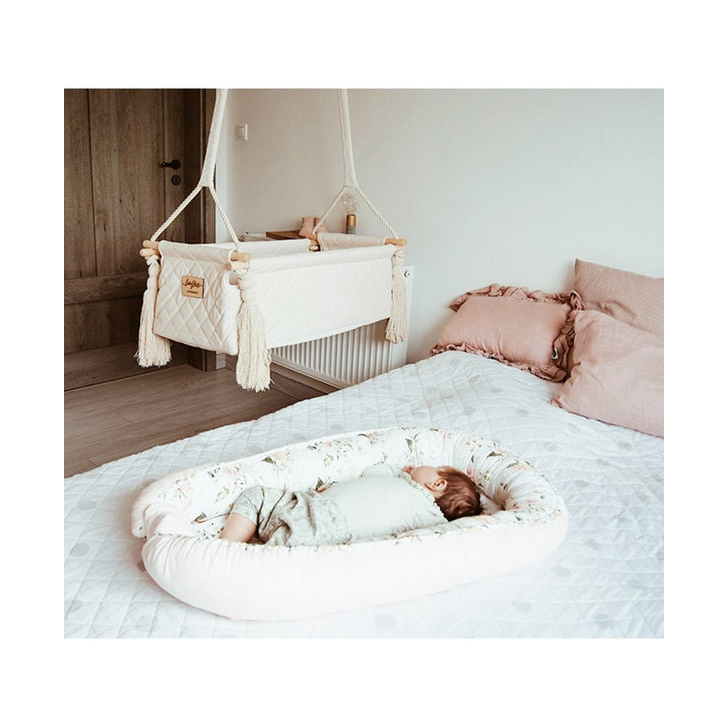 Suport de dormit Babynest Premium Bumbac si Catifea Eucalipt Soft Grey by BabySteps, 70x35 cm