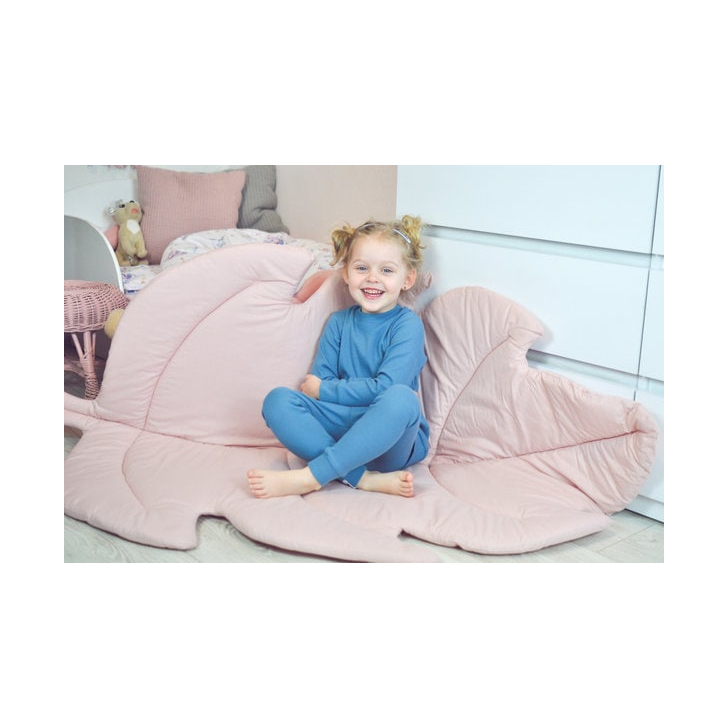 Covoras de joaca termic Frunza Pure Salvia 150x105x5cm, pliabil, bumbac 100% si umplutura antialergica BabySoft , protectie impotriva loviturilor