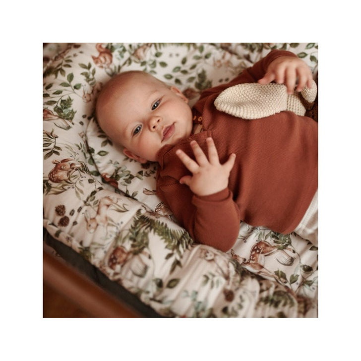 Suport de dormit Babynest Premium Bumbac si Catifea Nature Sepia Rose by BabySteps, 70x35 cm