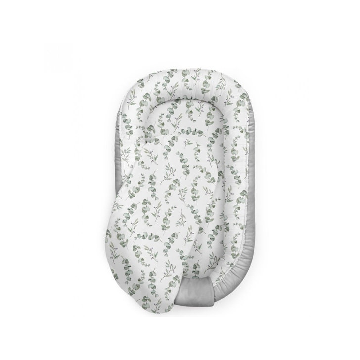 Suport de dormit Babynest Premium Bumbac si Catifea Eucalipt Soft Grey by BabySteps, 70x35 cm