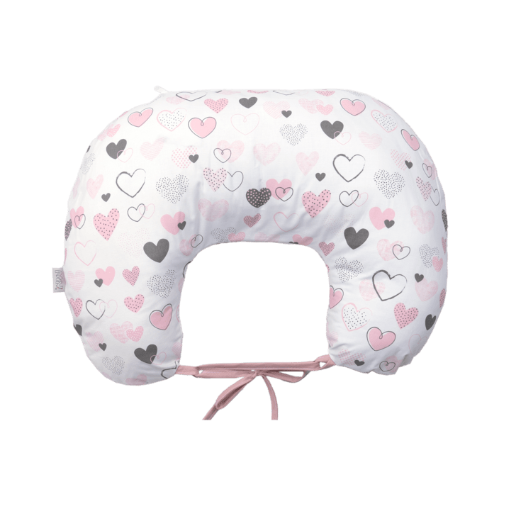 Perna pentru gravide si alaptare, husa detasabila din bumbac 100% si umplutura antialergica BabySoft , Inimioare, Amy