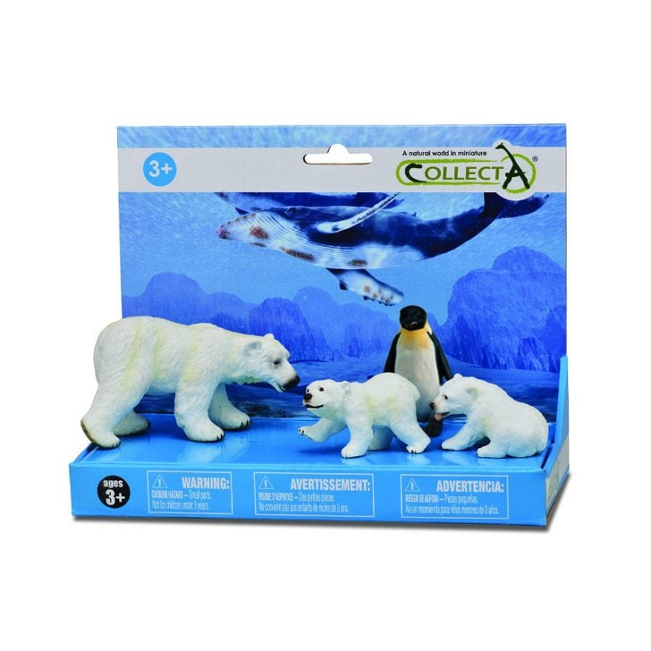 Set 4 figurine pictate manual  Ursi polari si pinguin