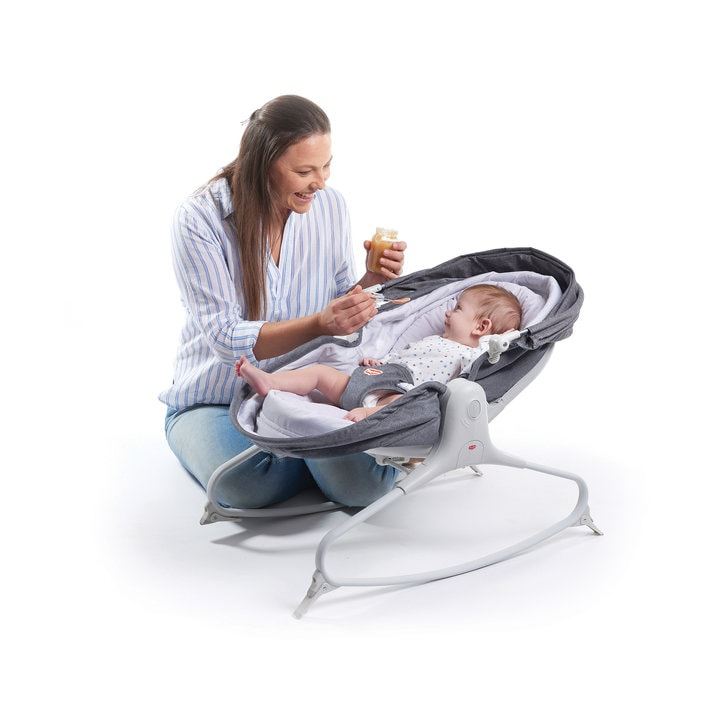 Sezlong 3 in 1 Tiny Love Cozy Rocker Napper, 0 luni plus, Gri cu Alb