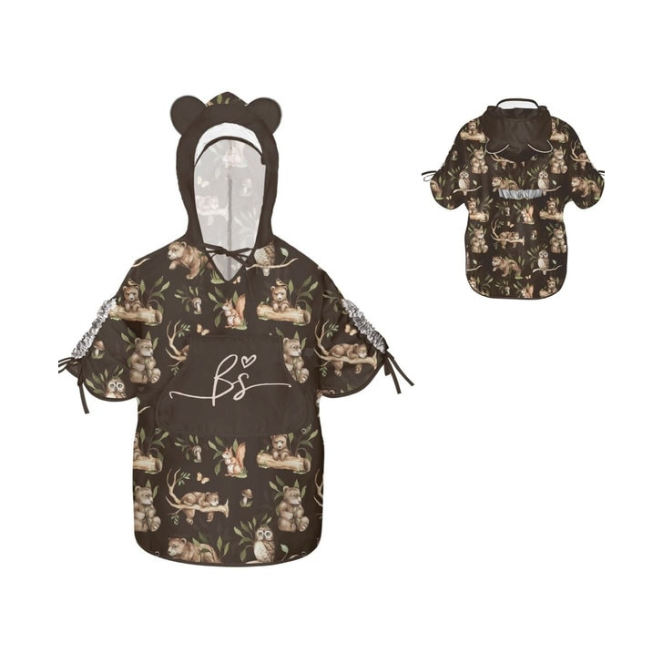 Pelerina de Ploaie pentru Copii, Poncho pentru ploaie 1,5-8 ani Happy Bear dark