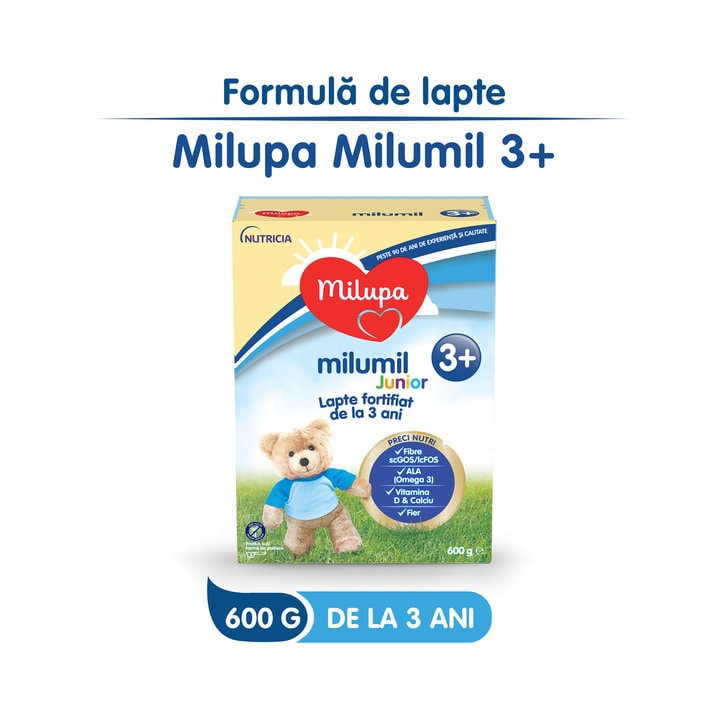 Lapte praf Milupa Milumil Junior 3+, 600g, 3ani+