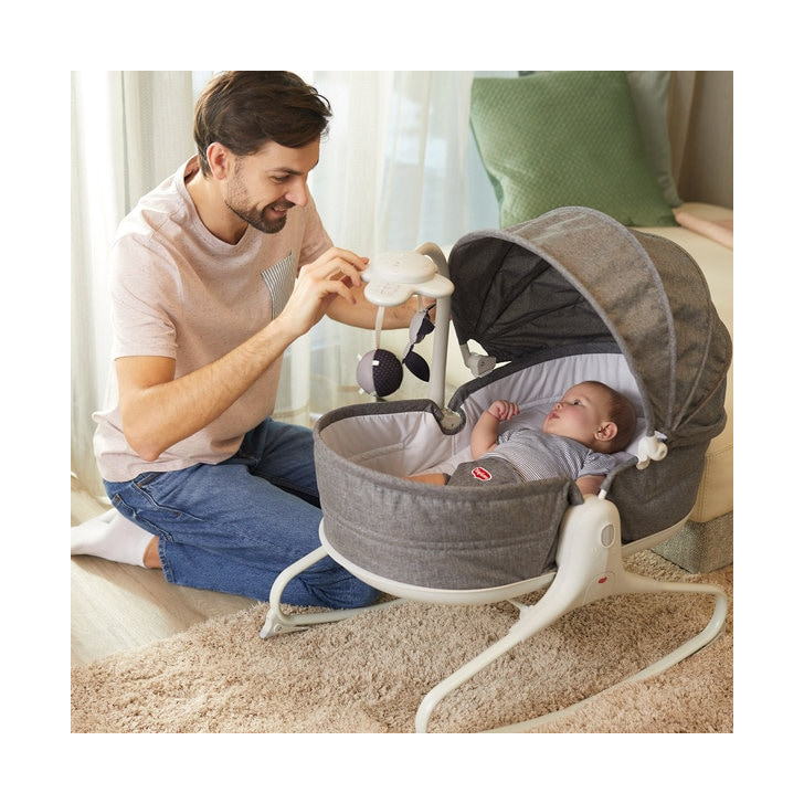 Sezlong 3 in 1 Tiny Love Cozy Rocker Napper, 0 luni plus, Gri cu Alb
