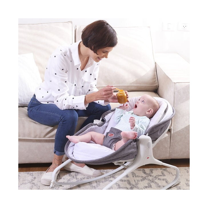 Sezlong 3 in 1 Tiny Love Cozy Rocker Napper, 0 luni plus, Gri cu Alb