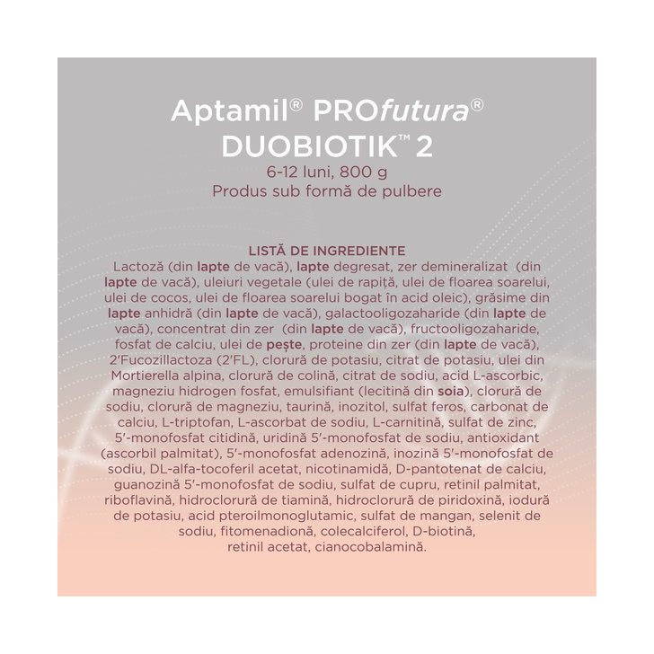 Lapte praf Nutricia Aptamil Profutura 2, 800g, 6luni+