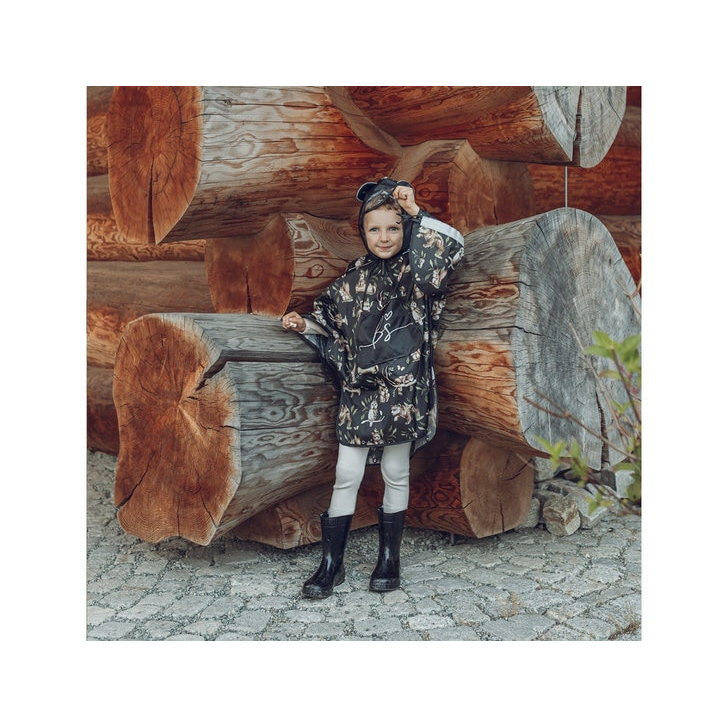 Pelerina de Ploaie pentru Copii, Poncho pentru ploaie 1,5-8 ani Happy Bear dark