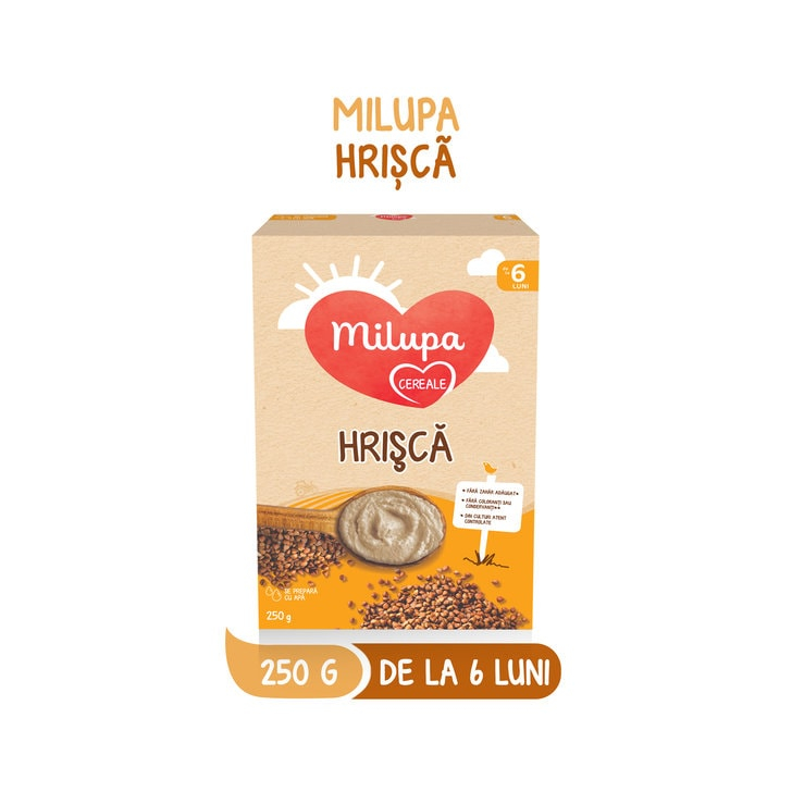 Cereale Milupa Milumil cu lapte si Hrisca, 250g, 6luni+