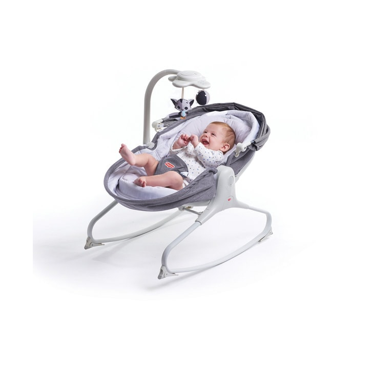 Sezlong 3 in 1 Tiny Love Cozy Rocker Napper, 0 luni plus, Gri cu Alb