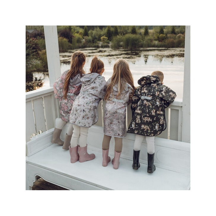 Pelerina de Ploaie pentru Copii, Poncho pentru ploaie 1,5-8 ani Animals Garden Dark