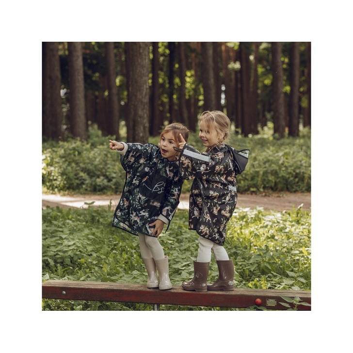 Pelerina de Ploaie pentru Copii, Poncho pentru ploaie 1,5-8 ani Animals Garden Dark