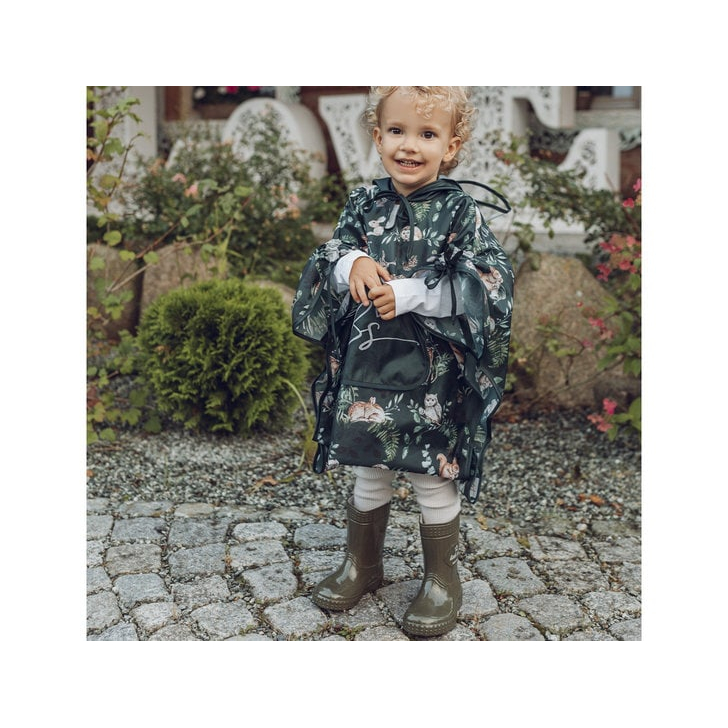 Pelerina de Ploaie pentru Copii, Poncho pentru ploaie 1,5-8 ani Animals Garden Dark