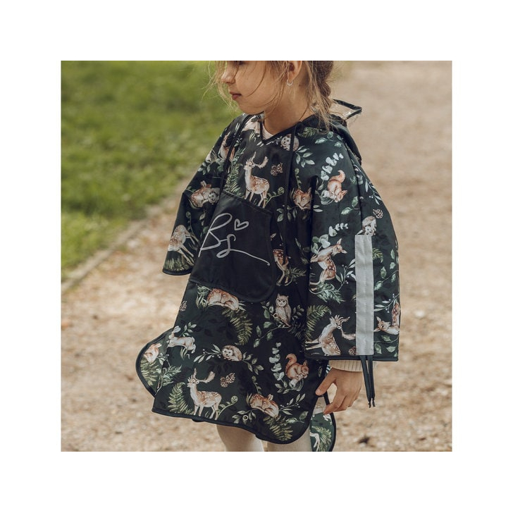 Pelerina de Ploaie pentru Copii, Poncho pentru ploaie 1,5-8 ani Animals Garden Dark