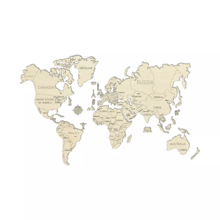 Harta lumii puzzle 3D de perete (XL)