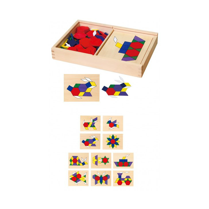 Set mozaic Tangram din lemn cu modele, Viga