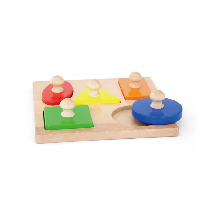 Puzzle Montessori cu maner, Forme geometrice, Viga