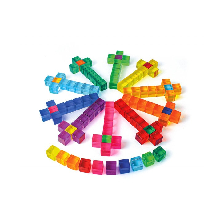 Set 100 cuburi acrilice luminoase, Bauspiel