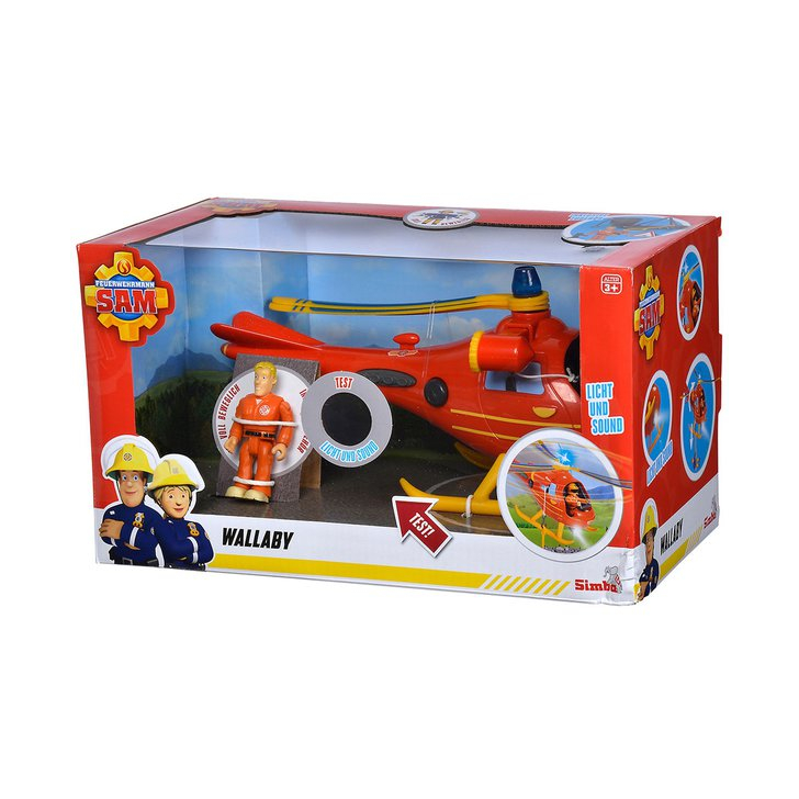 Elicopter electric Simba Fireman Sam Wallaby cu figurina Tom