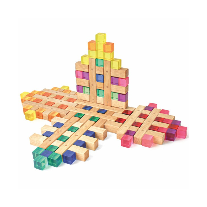 Set 100 cuburi acrilice luminoase, Bauspiel