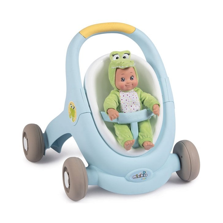 Carucior pentru papusi Smoby Minikiss Croc 3 in 1 albastru