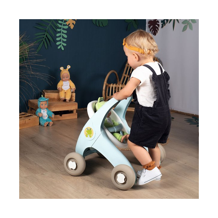 Carucior pentru papusi Smoby Minikiss Croc 3 in 1 albastru