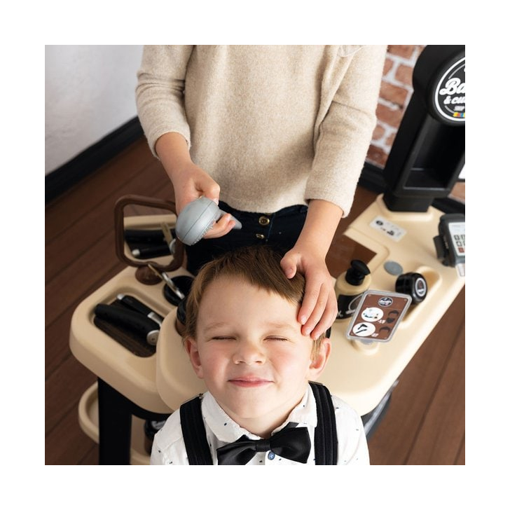 Salon coafura pentru copii Smoby Barber Shop, Barber and Cut negru