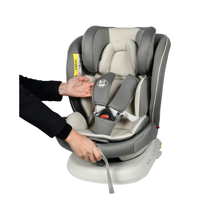 Scaun Auto Tweety Plus DELUXE BUF BOOF Light Grey cu Isofix rotativ 360 grade 0 36 kg