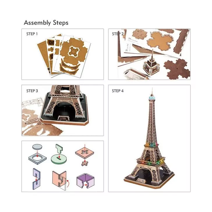 Cubic Fun - Puzzle 3D Led Turnul Eiffel 84 Piese