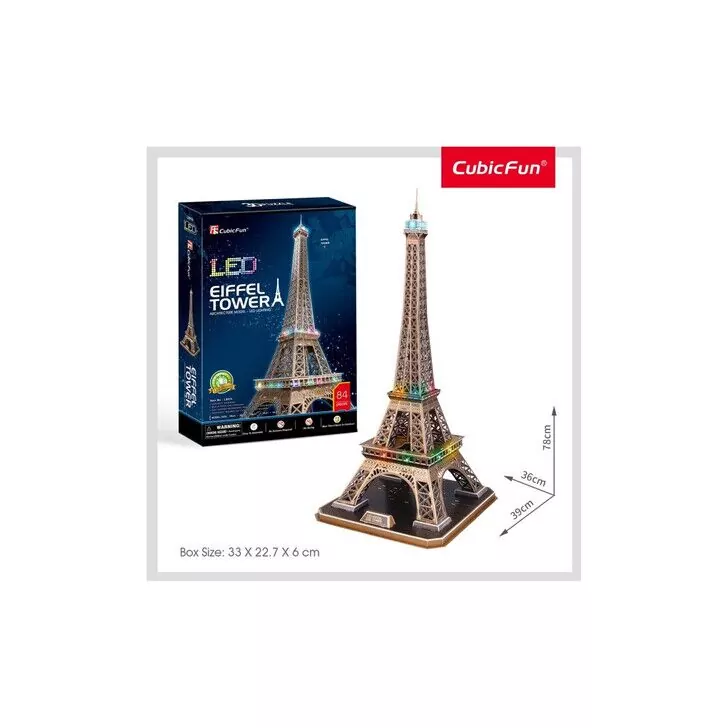 Cubic Fun - Puzzle 3D Led Turnul Eiffel 84 Piese