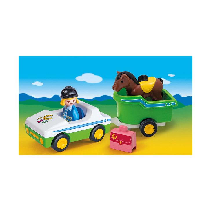 Masina cu remorca si calut - Playmobil 1.2.3