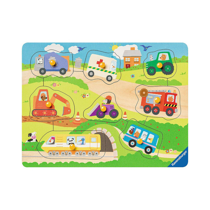 Puzzle Din Lemn Cu Vehicule, 8 Piese