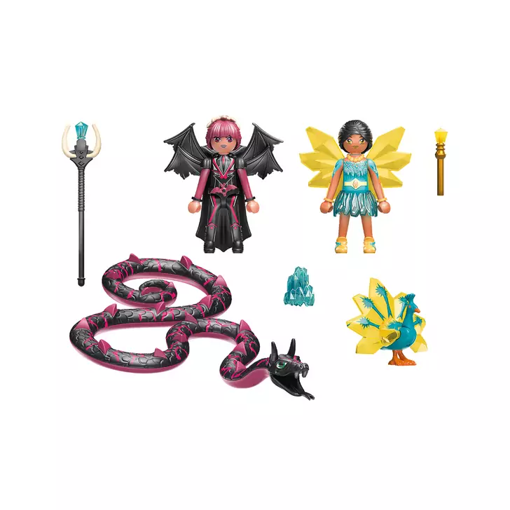 Crystal Fairy si Bat Fairy cu animalul de suflet - Playmobil Adventures of Ayuma