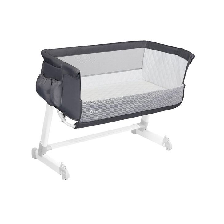 Lionelo - Patut co-sleeper Theo 2 in 1, Cu setare unghiulara, Reglabil in 5 pozitii pe inaltime, Dark Grey