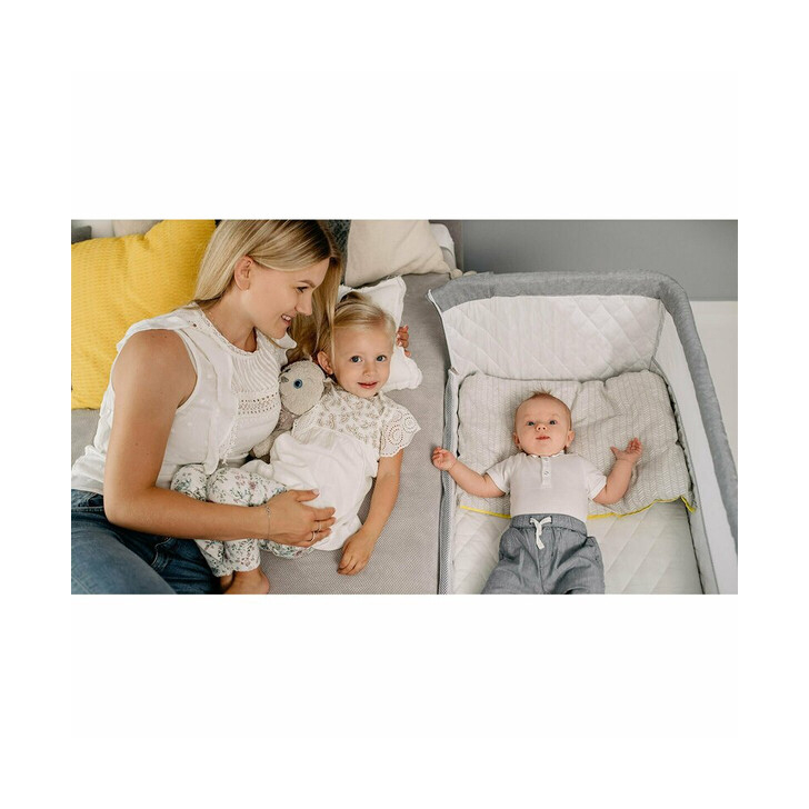 Lionelo - Patut co-sleeper Theo 2 in 1, Cu setare unghiulara, Reglabil in 5 pozitii pe inaltime, Dark Grey